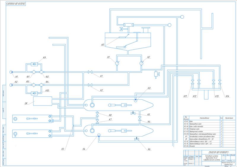 Чертеж Топливная система вертолета МИ-8Т