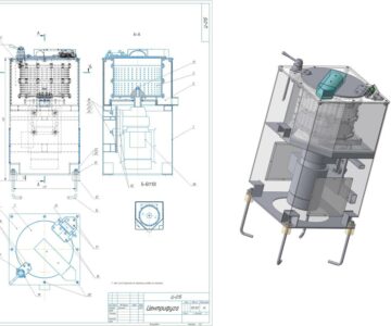 3D модель Центрифуга для мелких деталей в линии цинкования.