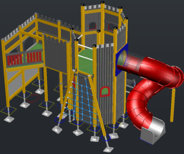 3D модель Детская игровая площадка со спуском-трубой