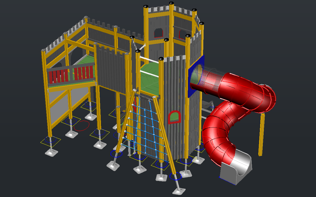 3D модель Детская игровая площадка со спуском-трубой