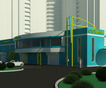 3D модель Станция технического обслуживания автомобилей Revit