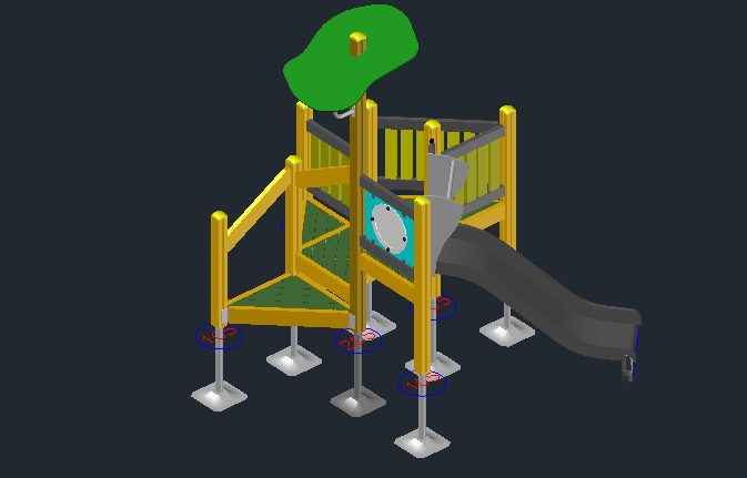 3D модель Детская площадка с горкой на стойках