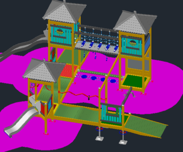 3D модель Детская игровая площадка 3х башенная