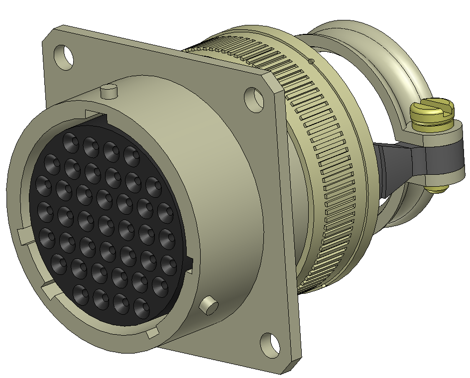3D модель Разъём СНЦ23-41/30Р-2-В. Розетка приборная с прямым кожухом.