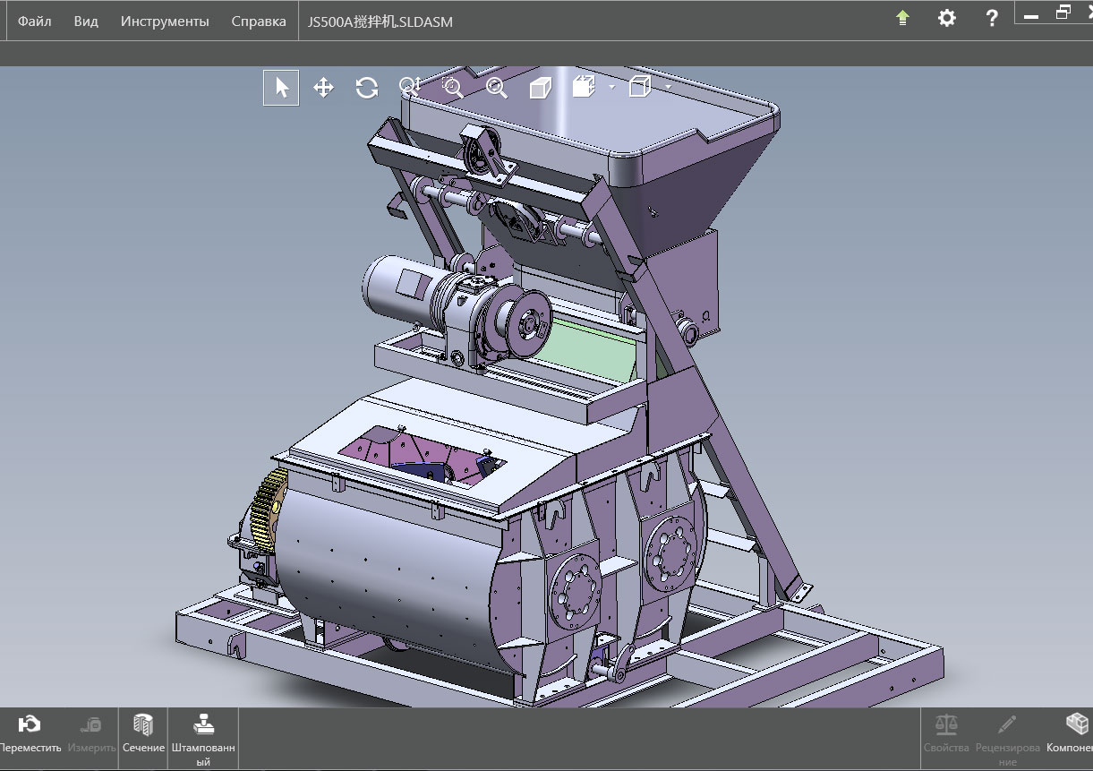 3D модель Двухвальный бетоносмеситель JS 500