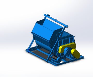 3D модель Бетоносмеситель двухвальный БП-1000 со скипом