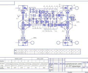Чертеж Кинематическая схема трактора К-701