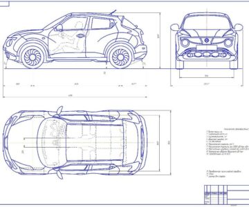 Чертеж Общий вид автомобиля Nissan Juke