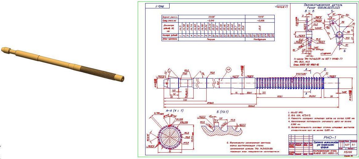 3D модель РНО-1 Протяжка мелкошлицевая для треугольного профиля