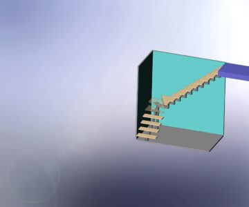 3D модель Лестница с забежными ступенями на косоуре