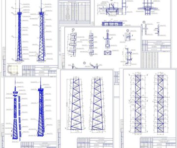 Чертеж Прожекторная мачта стальная  ПМС 24,0 (КМД чертежи)