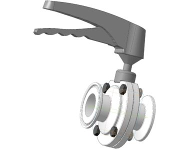 3D модель Молочный затвор дисковый DN25 CLAMP