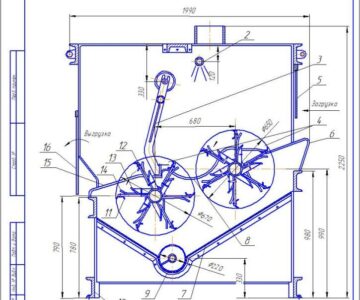 Чертеж Двухбарабанная поперечно-горизонтальная скребмашина К7-ФУ2-Щ