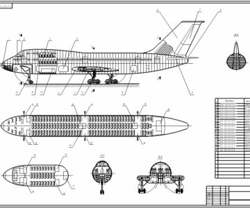 Чертеж Компоновка boeing 747 jumbo aircraft