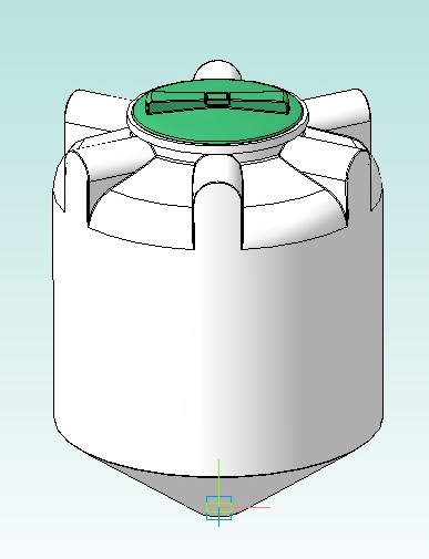 3D модель Ёмкость коническая К-200 объёмом 200 л. с крышкой.