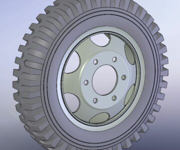 3D модель Переднее колесо 7,50-20 грузовика GMC CCKW 353 в сборе
