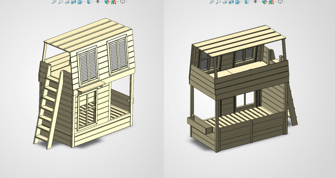 3D модель Детская кровать - домик
