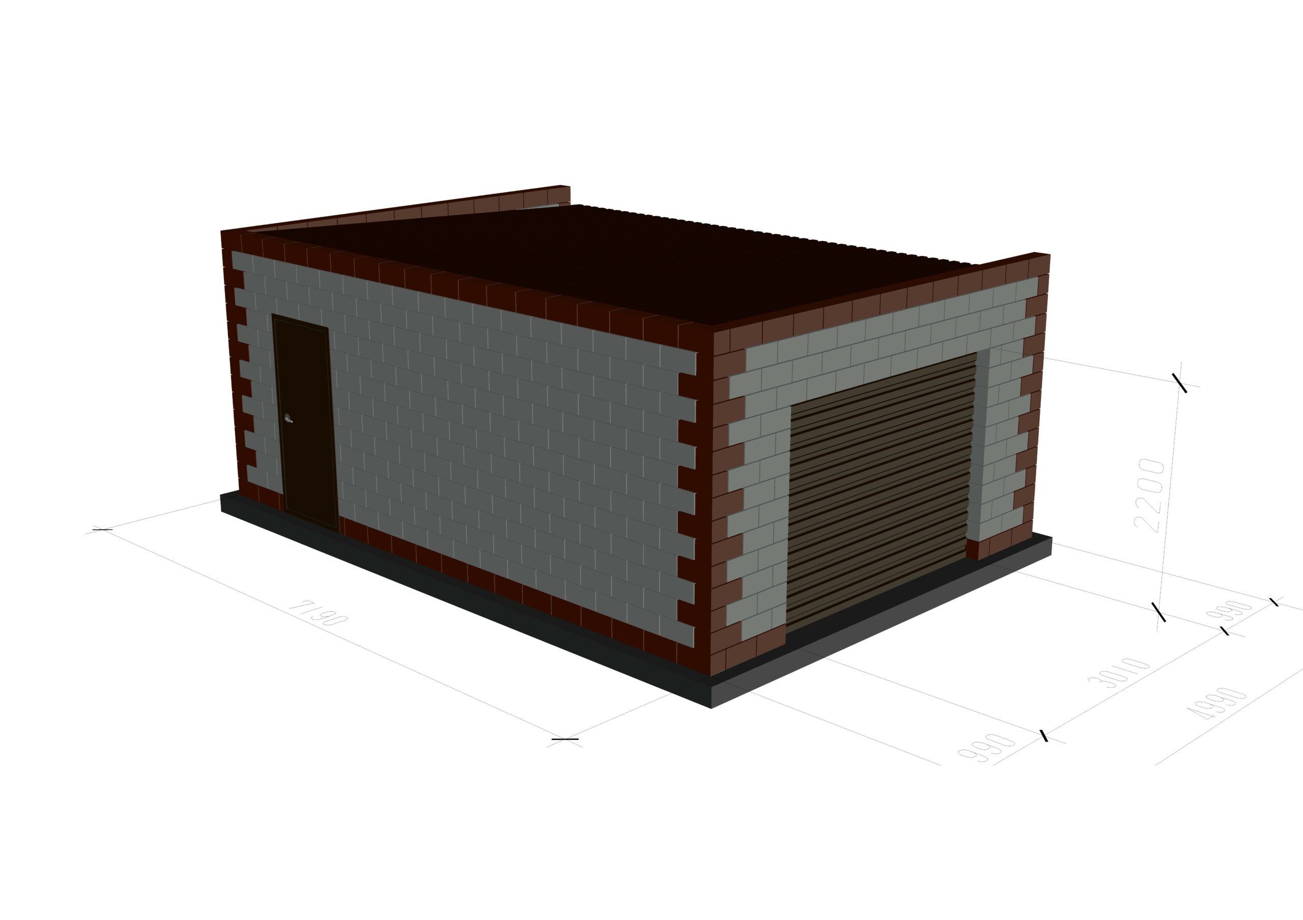 3D модель Гараж из шлакоблока 4,99*7,19