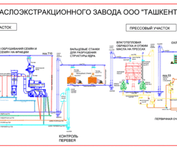 Чертеж Технологическая схема производства растительного масла