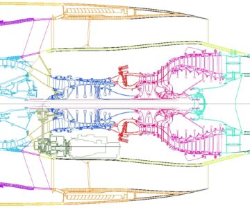 3D модель Продольное сечение двигателя ПД-14