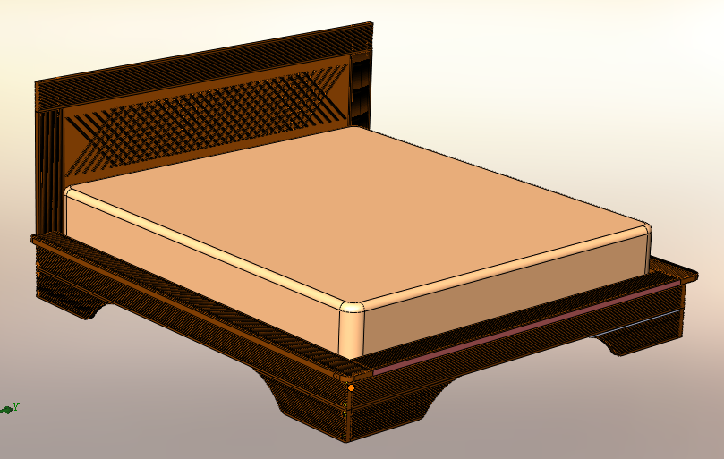 3D модель Кровать из террасной доски под матрас 1800*2000