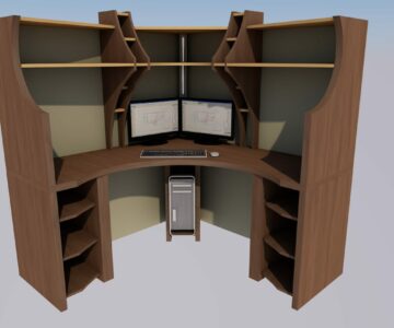 3D модель Угловой компьютерный стол