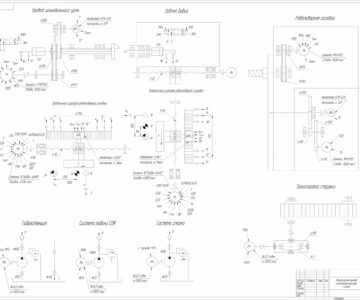 Чертеж Функциональная кинематическая схема токарного многоцелевого станка