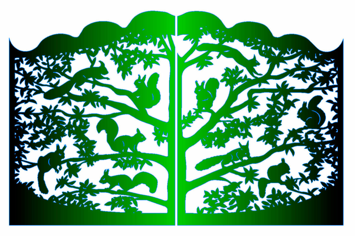 Чертеж Панно на распашные ворота "Дерево в лесу"