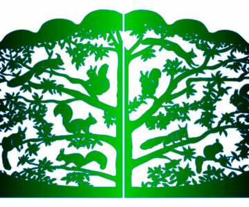 Чертеж Панно на распашные ворота "Дерево в лесу"