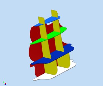 3D модель Полка в детскую в виде кораблика из фанеры.