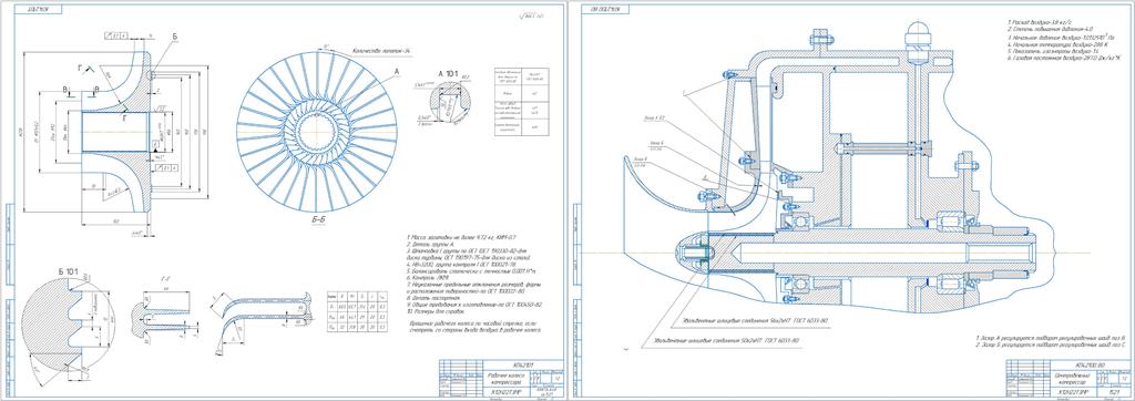 Чертеж Проектирование и расчет турбокомпрессора 3,8 кг/с
