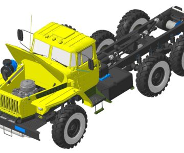 3D модель Шасси УРАЛ 4320 с двигателем ЯМЗ 236