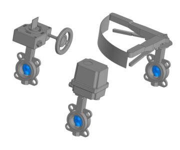3D модель Дисковый затвор DN50 PN16 (3 варианта)
