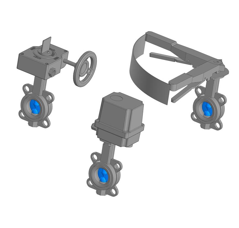 3D модель Дисковый затвор DN50 PN16 (3 варианта)