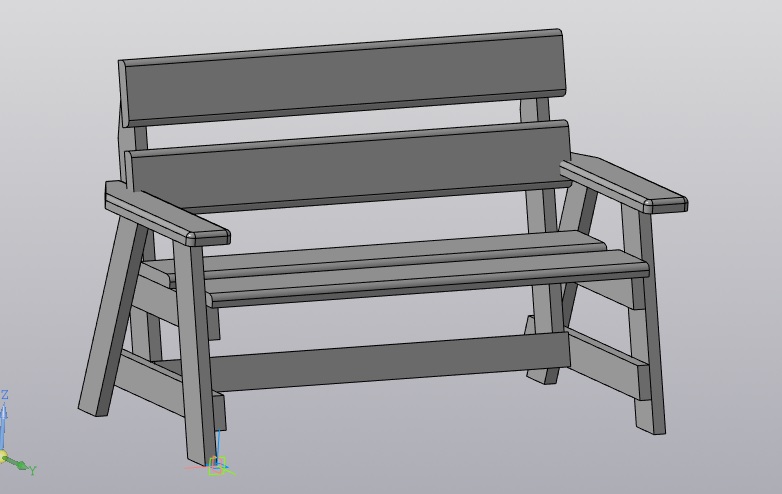 3D модель Садовая лавочка из дерева