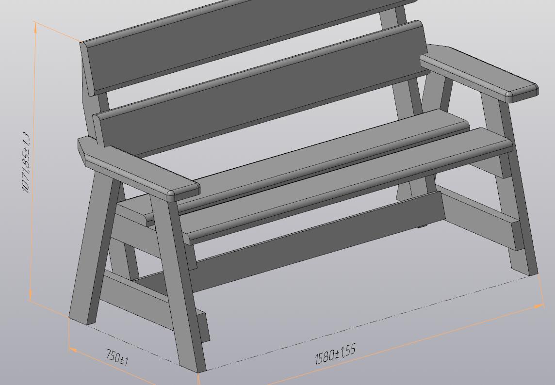 3D модель Садовая лавочка из дерева