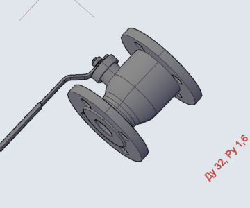 3D модель Динамическая модель шарового крана Ду 15 - Ду 150 Ру1,6 МПа