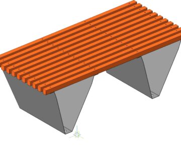 3D модель Скамейка в парк. Металлические опоры, деревянный настил.