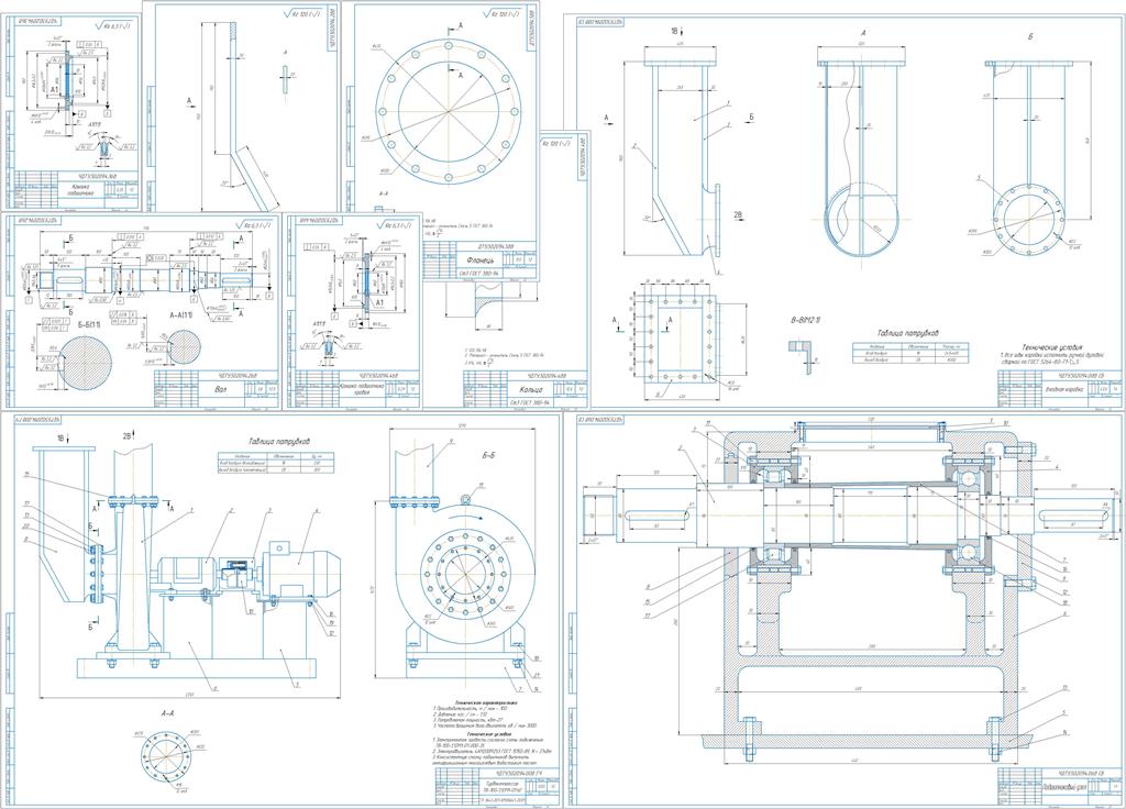 Чертеж Турбокомпрессор ТВ-100-1,12М1-01.У2