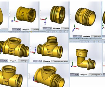 3D модель Фитинг резьбовой (заглушки, муфты, ниппели, переходники, тройники, угольники, футорки)
