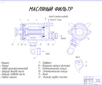 Чертеж Масляный фильтр двигателя ТВ3-117