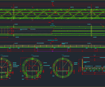 Чертеж Металлическое ПС пешеходного моста проетом 90м