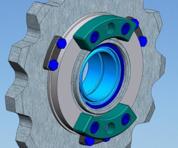 3D модель 3D модель сборки приводной звездочки цепи шагом 125мм ГОСТ 588 тягового конвейера