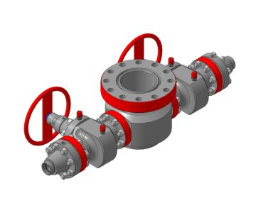 3D модель Крестовина АФК арматуры фонтанной с задвижками ЗПМ