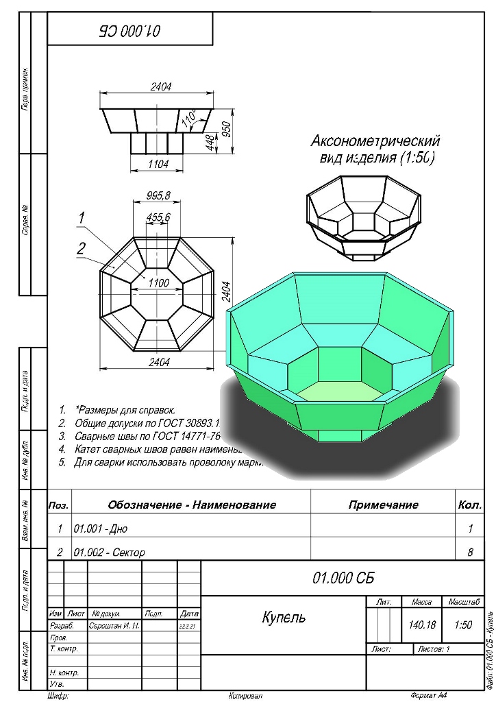 3D модель Купель из нержавейки