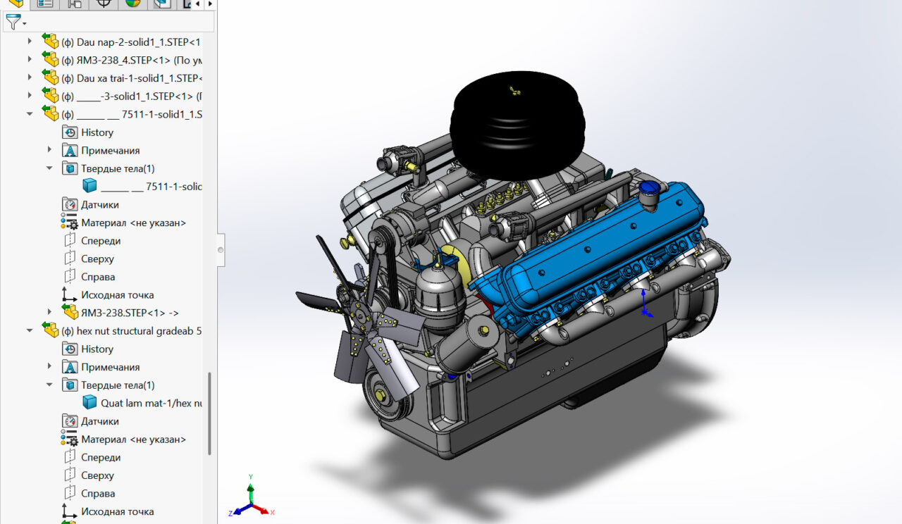 3D модель 3D Модель двигатель ЯМЗ-238
