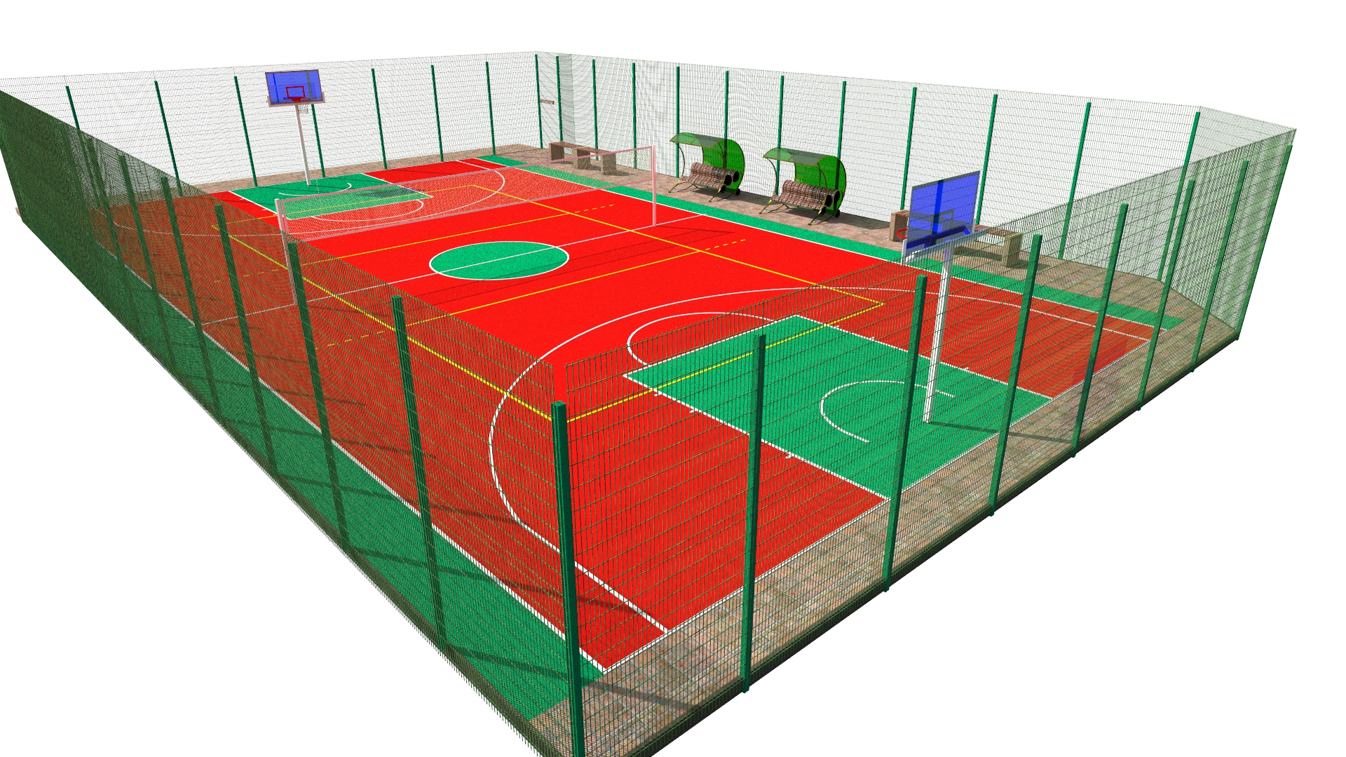 3D модель Спортивна площадка (баскетбол, волейбол, теннис)