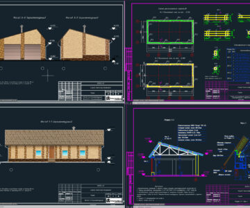 Чертеж Проект гаража на 2 машины 6*13,3м