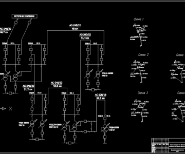 Чертеж Проектирование электрической сети района с рассмотрением одного варианта из 5
