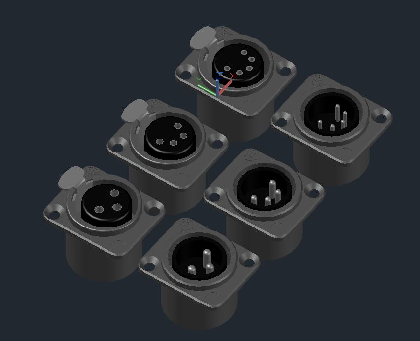 3D модель Разъемы панельные XLR